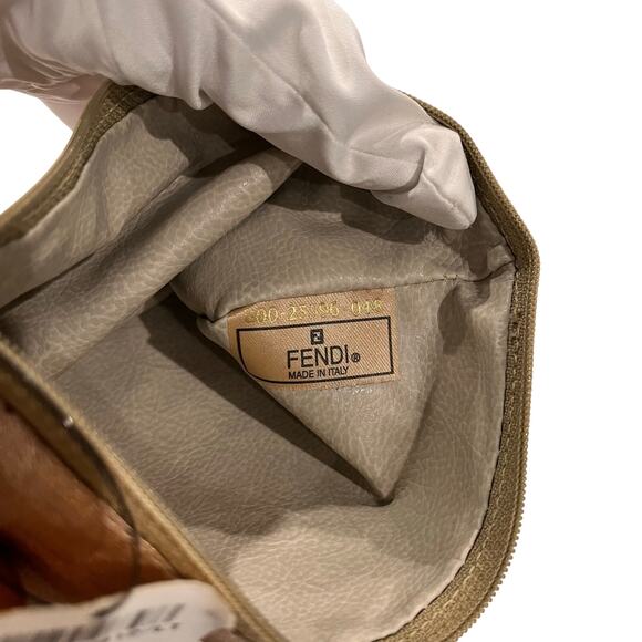 FENDI Metallic Shimmer Zucca Gold & Pink Gold Charm Ball Zippered Clutch Pouch - Picture 4 of 6